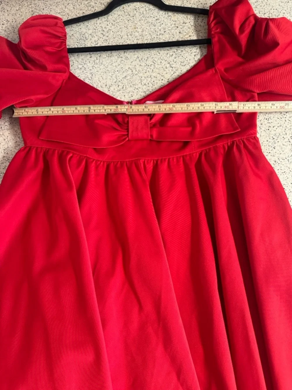 kate spade Beau Red Puff-Sleeve Bow Satin Babydoll Dress..Size 12